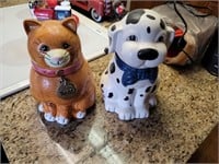 Cat and Dalmatian Dog Cookie Jars