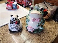 Panda and Frog Cookie Jars