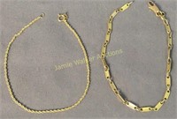 Two 14k Gold 7" Bracelets 2.5 Dwt