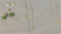 14k Gold Carved  Jade Earrings, Earring Backs,