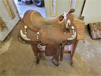 16"Western Saddle with Silver Accents rack not inc