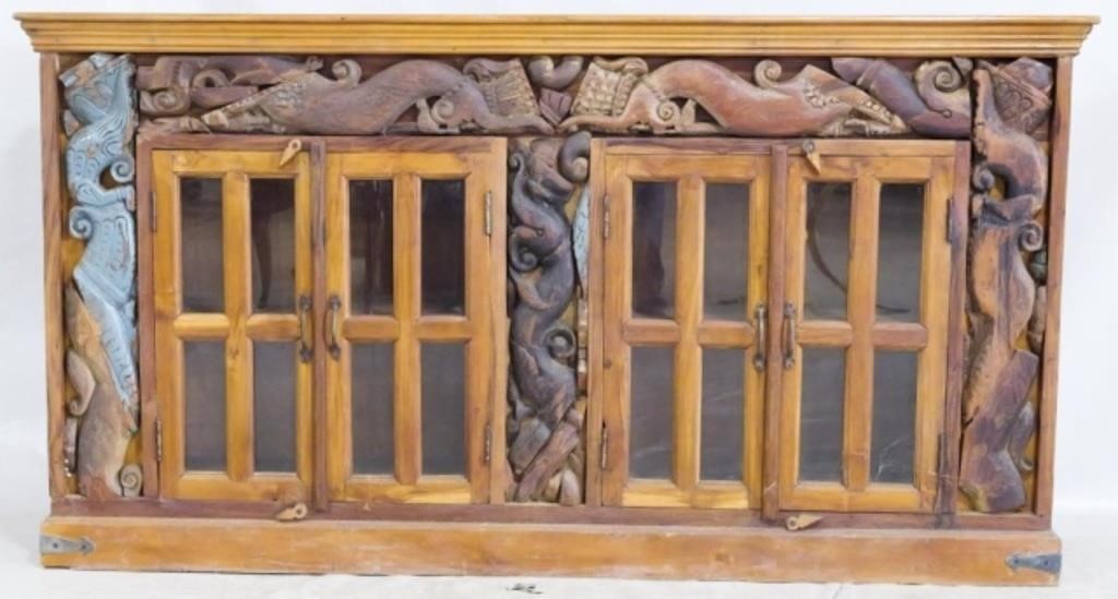 Heavily Carved 4 Door Console 42x78.5x17.5