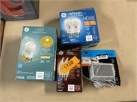 GE 40w,60w,4w light bulbs & plug-in digital timer