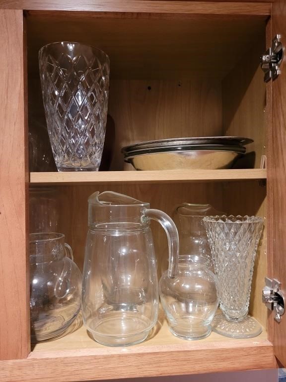 Glass vases and pitchers