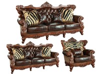 3pc Serengeti Sofa Set Leather & Hide