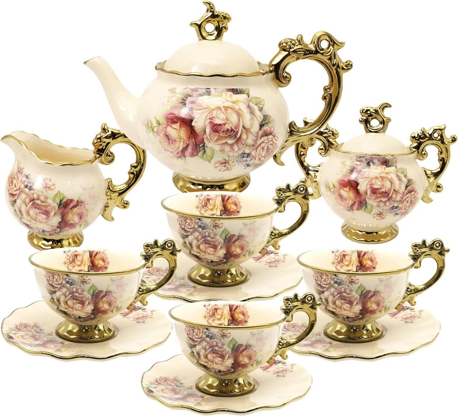 15pc British Porcelain Tea Set  Floral Vintage