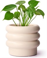 Tiered Bubble Ceramic Plant Pot  Creamy White 6 In