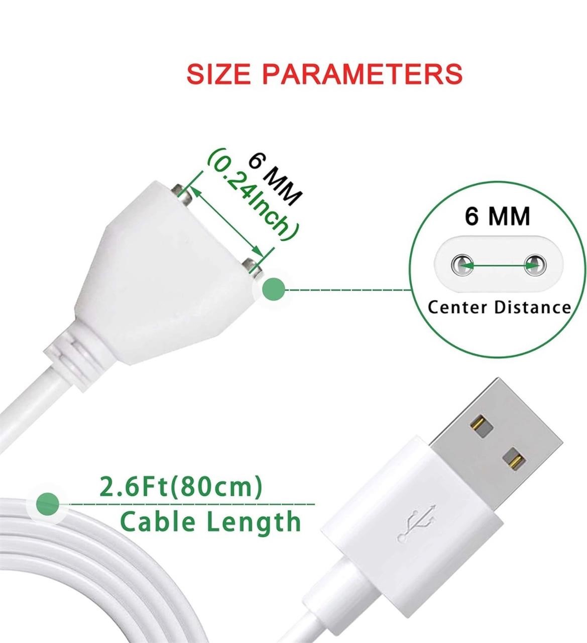 (2.6') White USB DC Charger Cable
