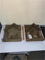(2) Home Made Wooden Nativity Pictures