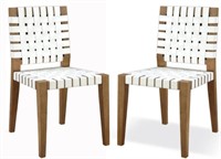 Pair Modus Woven Leather and Solid Wood Chairs