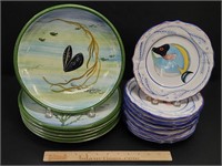 Nautical Theme Faience Pottery Plates