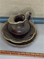 P(2) McCoy Glazed Pottery Bowls and Water Pitcher