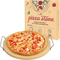 Round Pizza Stone for Grill 16 inch with Handles -