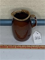 Vintage 7" Hull Pottery Brown Drip Pitcher