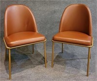 Pair Doheny Leather Upholstered dining chairs