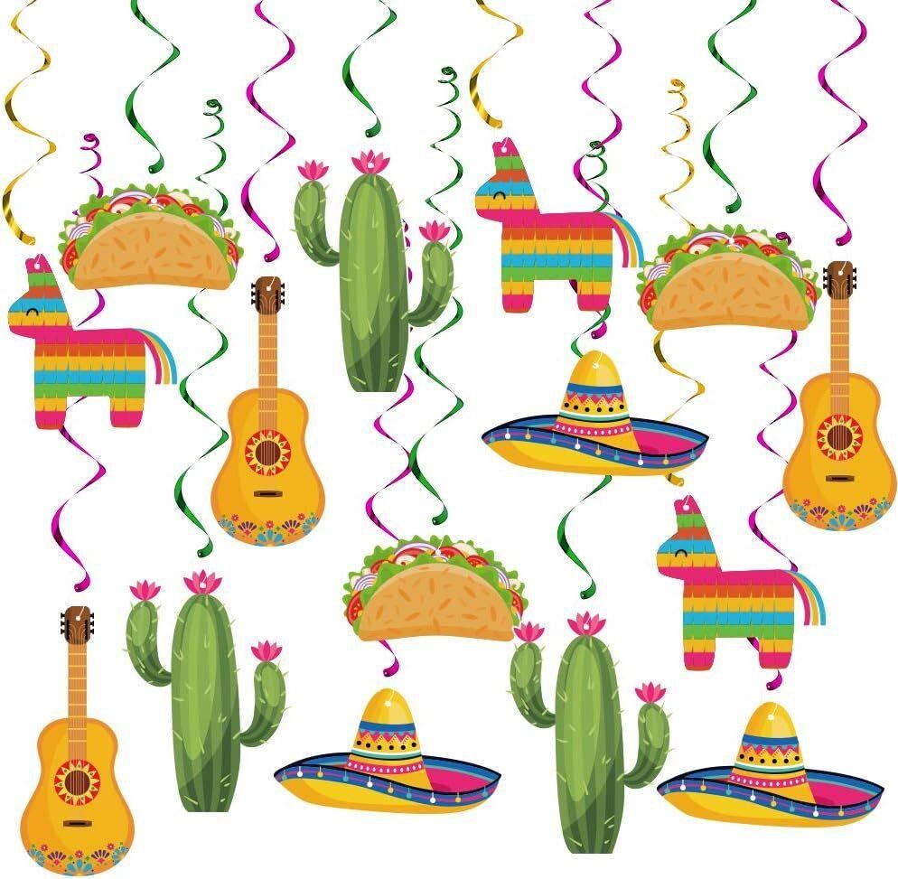 20Pcs Mexican Fiesta Hanging Swirl Decorations  Me
