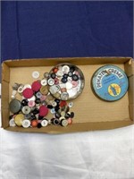 Button lot in tin