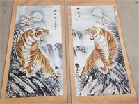 Chinese Tiger Decorated Scrolls