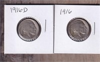 1916 P and D Buffalo Nickel Set