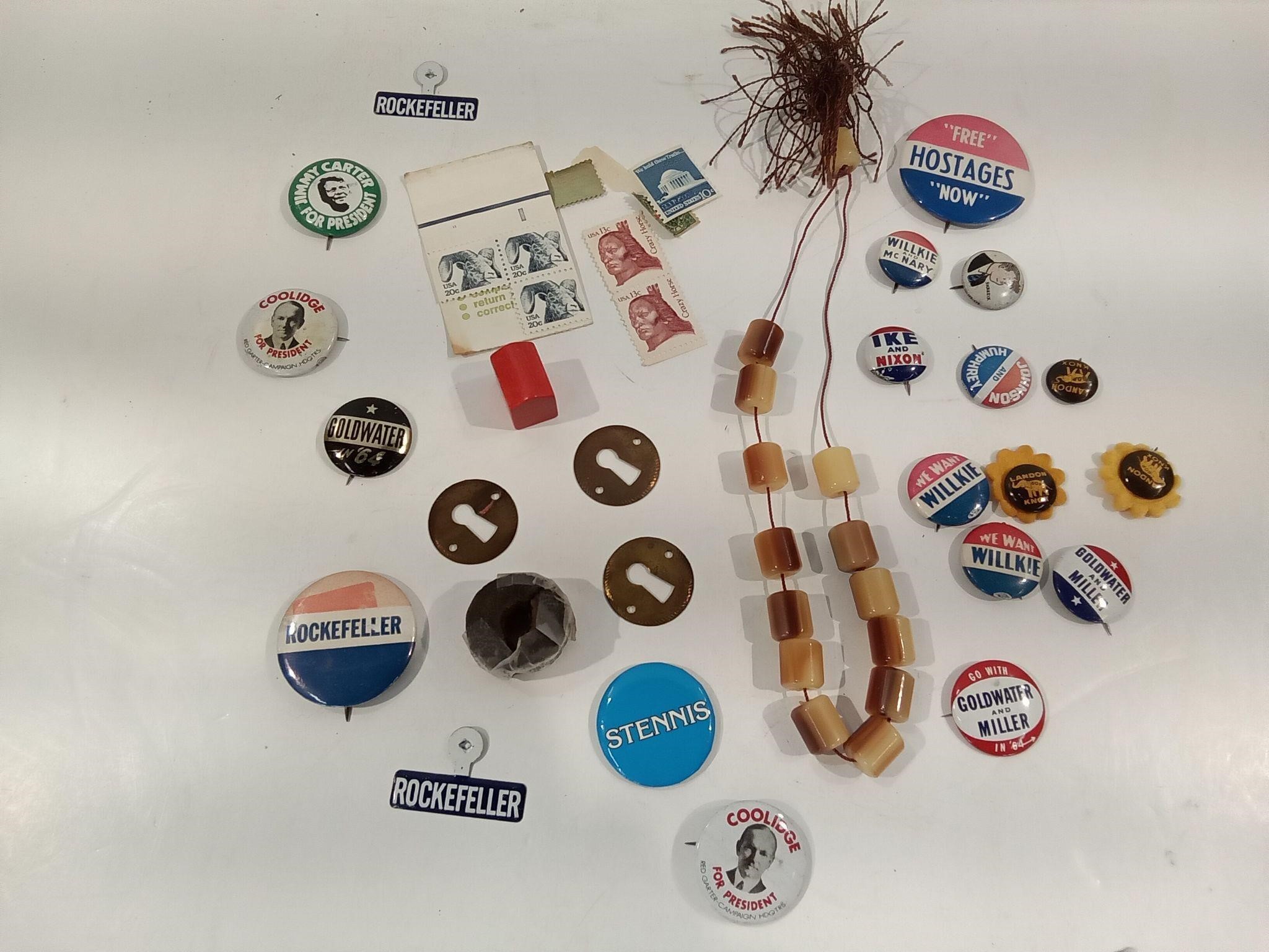 Lot of Political Pins and Other Items