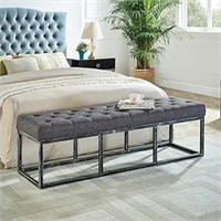 Upholstered Tufted Long Bench With Metal Frame