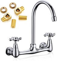 Commercial Wall Mount Sink Faucet 8 Inches Center
