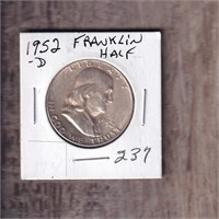 1952-D BU Franklin Silver Half Dollar