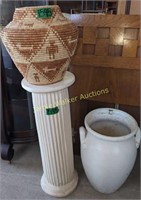 Woven Olla Basket 14x14", Pottery Urn 14x20",