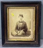 Antique Albumen Photo Man Wearing Kepi