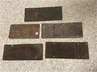 5 Vintage PA License Plates