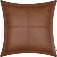 BRAWARM Brown Leather Throw Pillow 22 X 22 Inches