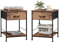 $156  WLIVE Nightstand Set of 2  End Table with Fa