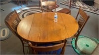 Oak Round Table 4 chairs 49 l x 41 1/2 w x 30 h
