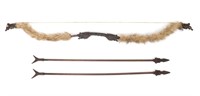 Chinese Iron & Fur Longbow w/Arrows
