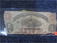 1862 VIRGINIA $1 TREASURY NOTE