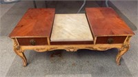 Marble /Wood Coffee Table 37.5 x 21 x 15.5 inches