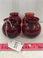 (4) Round Vases of Ruby Red