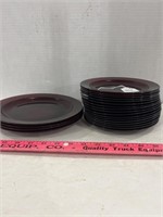 (17) Ruby Red 7.5" Plates and (4) 10" Plates