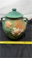 Roseville Green Magnolia Cookie Jar with Lid