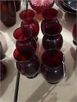 (6) 7" Ruby Red vases