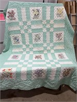 Big Hand Quilted Quilt with 12 months Embroidery