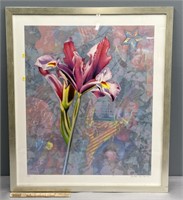 Yankel Ginsburg Signed Flower Lithograph