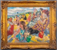 Emilio Grau-Sala "Sur la Plage" Oil on Canvas