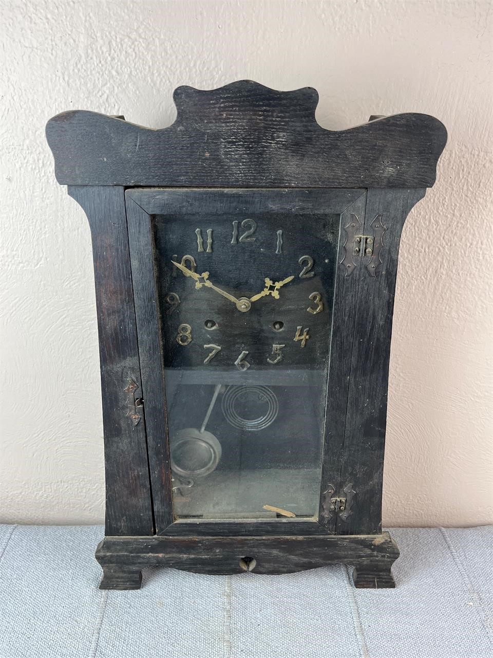 Vintage Black Wooden Clock