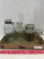 (4) Old Glass Jars