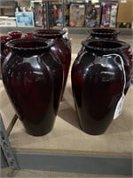 (4) 9" Tall Ruby Red Vases