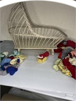 Antique Baby Cradle and Doll Clothes