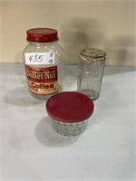 VTG Butternut coffee jar & lid, 2 other jars & lid