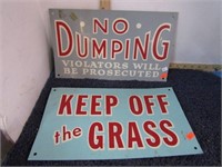 METAL NO DUMPING & KEEP OFF GRASS SIGNS