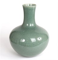 Large Chinese Celadon Crackle Glazed Porcelain Vas